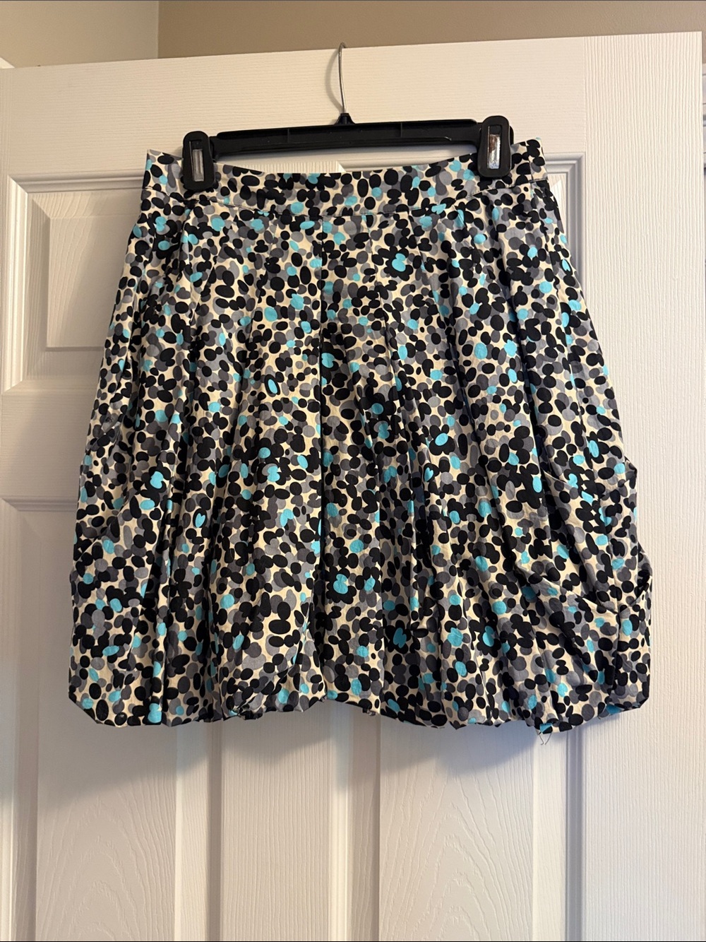 Plenty by Tracy Reese Black, Teal & White Bubble-Hem Printed Skirt